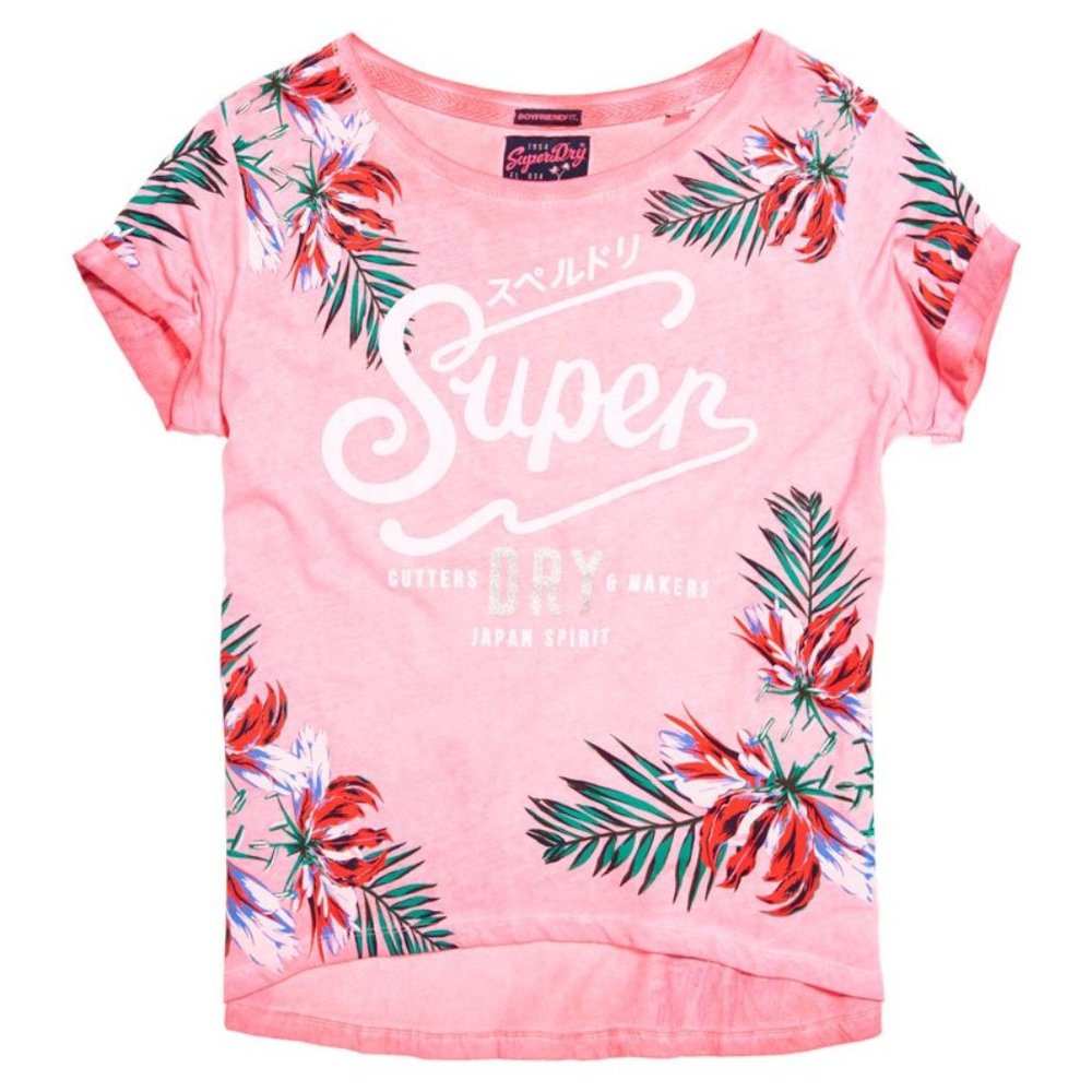 Superdry Women's Premium Pink Floral NWT T-Shirt